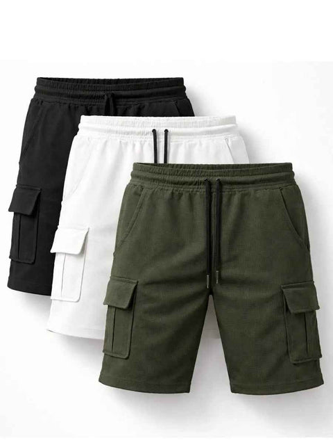 Pack x3 Short Cargo Hombre en Negro, Blanco y Verde: Comodidad y Estilo para Tu Armario
