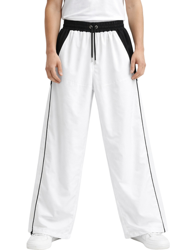 Pantalón Baggy Bicolor ENKI - Tela Nova Blanco/Negro
