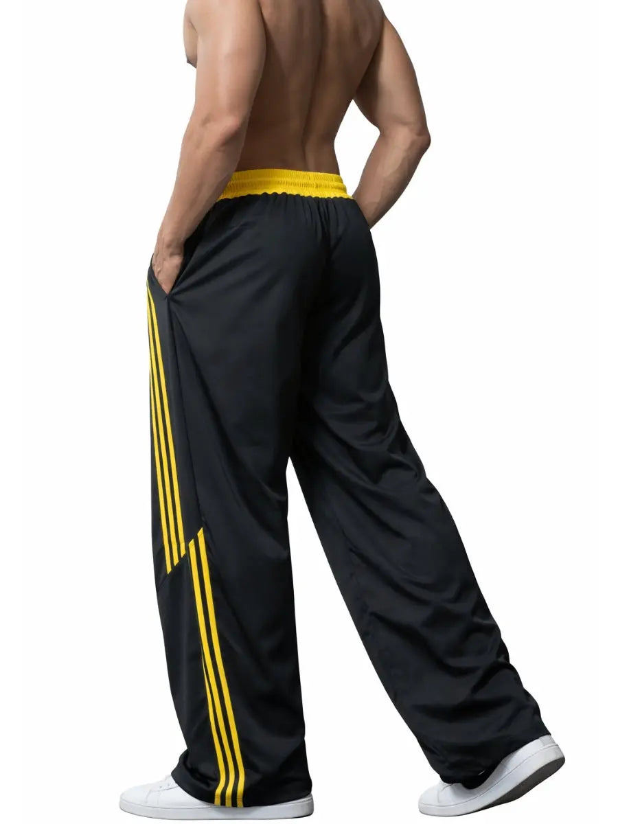Pantalón Deportivo Oversized Hombre Tela Nova Negro Amarillo ENKI ModaStyle