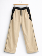 Pantalón Baggy Bicolor Tela Nova — Beige / Negro | ENKI - ENKI ModaStyle