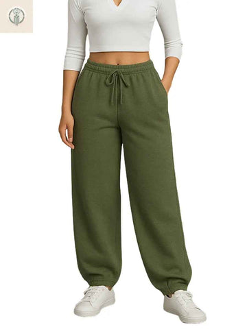 Jogger Mujer Verde Olivo de Franela Premium - Comodidad y Estilo Intemporal