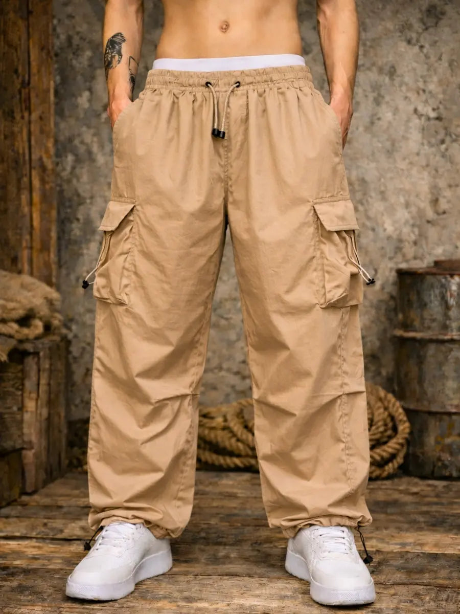Pantalón Parachute Cargo Hombre Tela Mojada Oversized ENKI ModaStyle