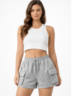 Short Cargo French Terry — Gris Melánge | Mujer | ENKI - ENKI ModaStyle