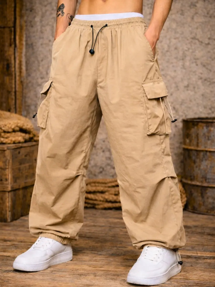 Pantalón Parachute Cargo Hombre Tela Mojada Oversized ENKI ModaStyle