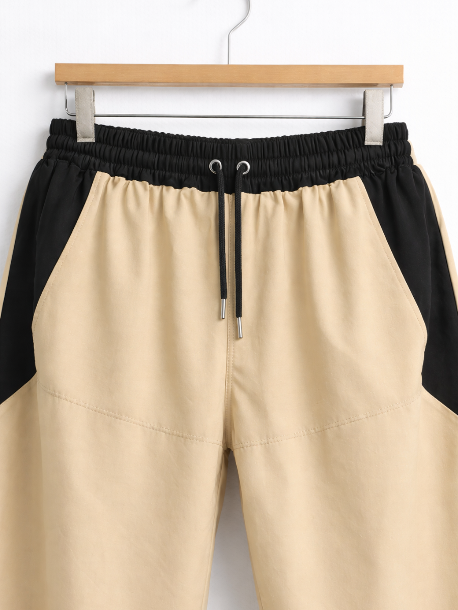 Pantalón Baggy Bicolor Tela Nova — Beige / Negro | ENKI - ENKI ModaStyle