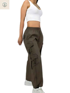 Pantalón Multicargo Mujer Topo Tela Mojada Premium