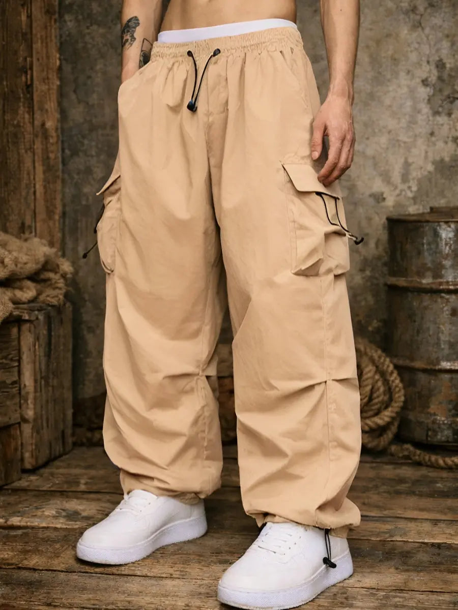 Pantalón Parachute Cargo Hombre Tela Mojada Oversized ENKI ModaStyle