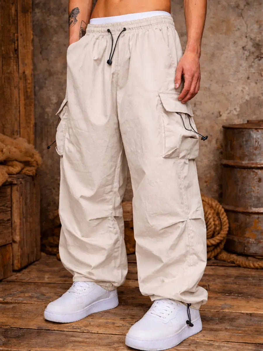 Pantalón Parachute Cargo Hombre Tela Mojada Oversized ENKI ModaStyle