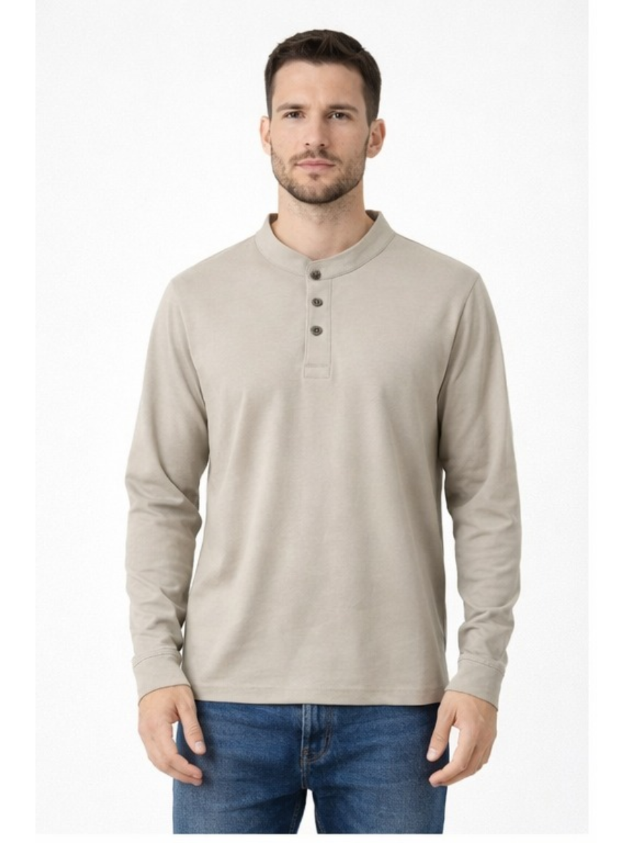 Polo Hombre Cuello Neru Manga Larga Algodón Casual ENKI ModaStyle