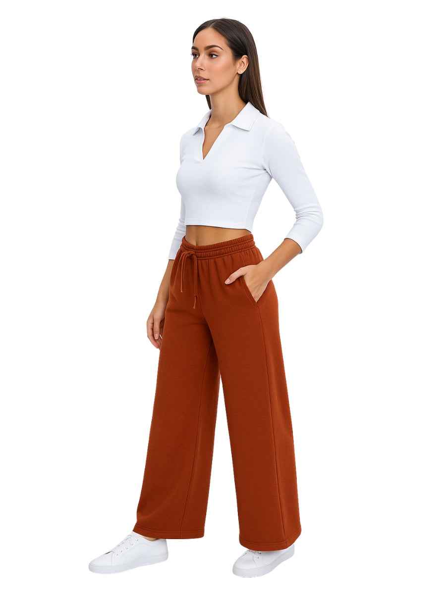 Pantalón Palazzo Mujer Franela Cintura Elástica