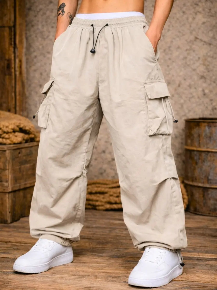 Pantalón Parachute Cargo Hombre Tela Mojada Oversized ENKI ModaStyle