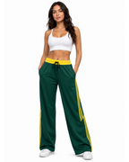 Pantalón Deportivo Oversized Verde con Franjas Amarillas — Tela Nova | Mujer | ENKI - ENKI ModaStyle