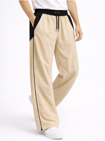 Pantalón Baggy Bicolor Tela Nova Beige y Negro | ENKI