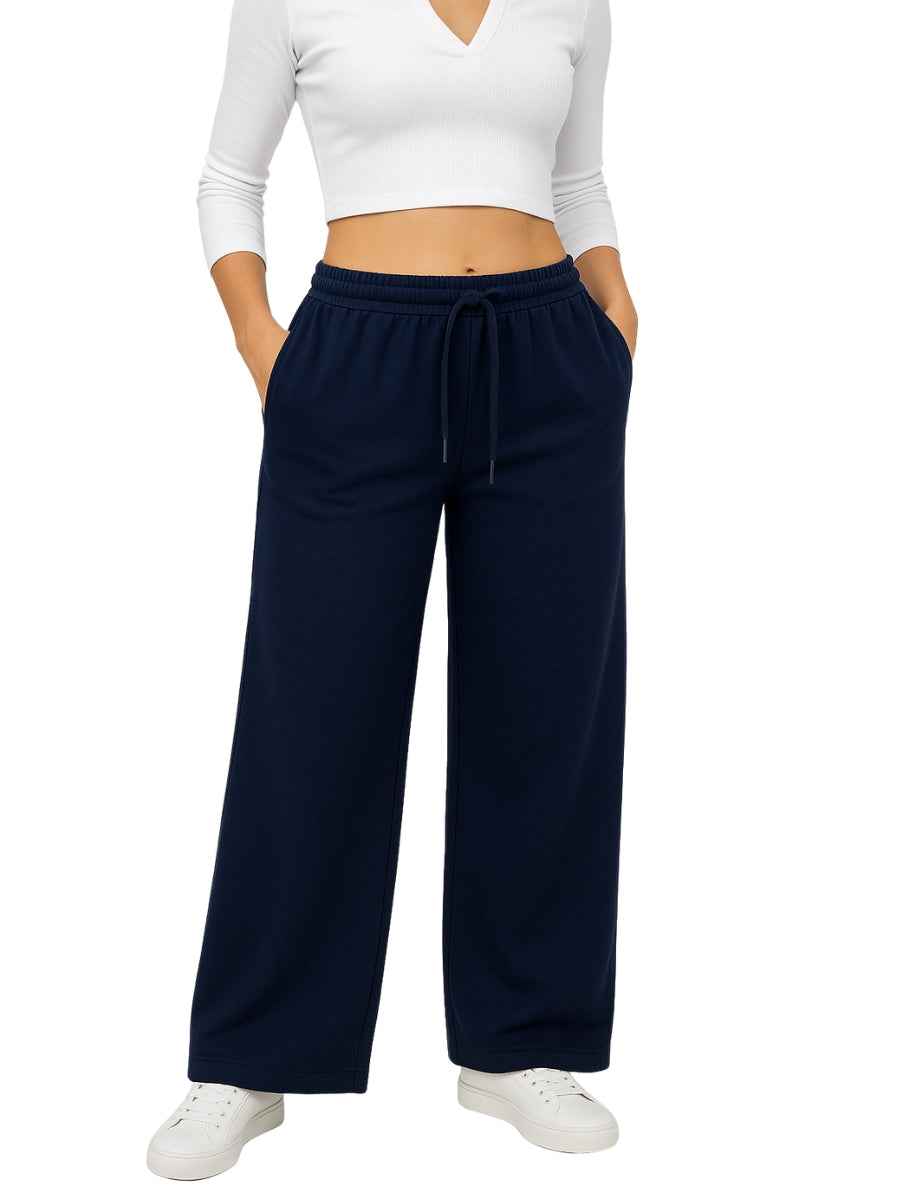Pantalón Palazzo Mujer Franela Cintura Elástica