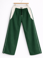 Pantalón Baggy Bicolor Tela Nova — Verde Botella / Crema | ENKI - ENKI ModaStyle