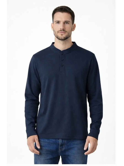 Polo Hombre Cuello Neru Algodón Manga Larga Urbano