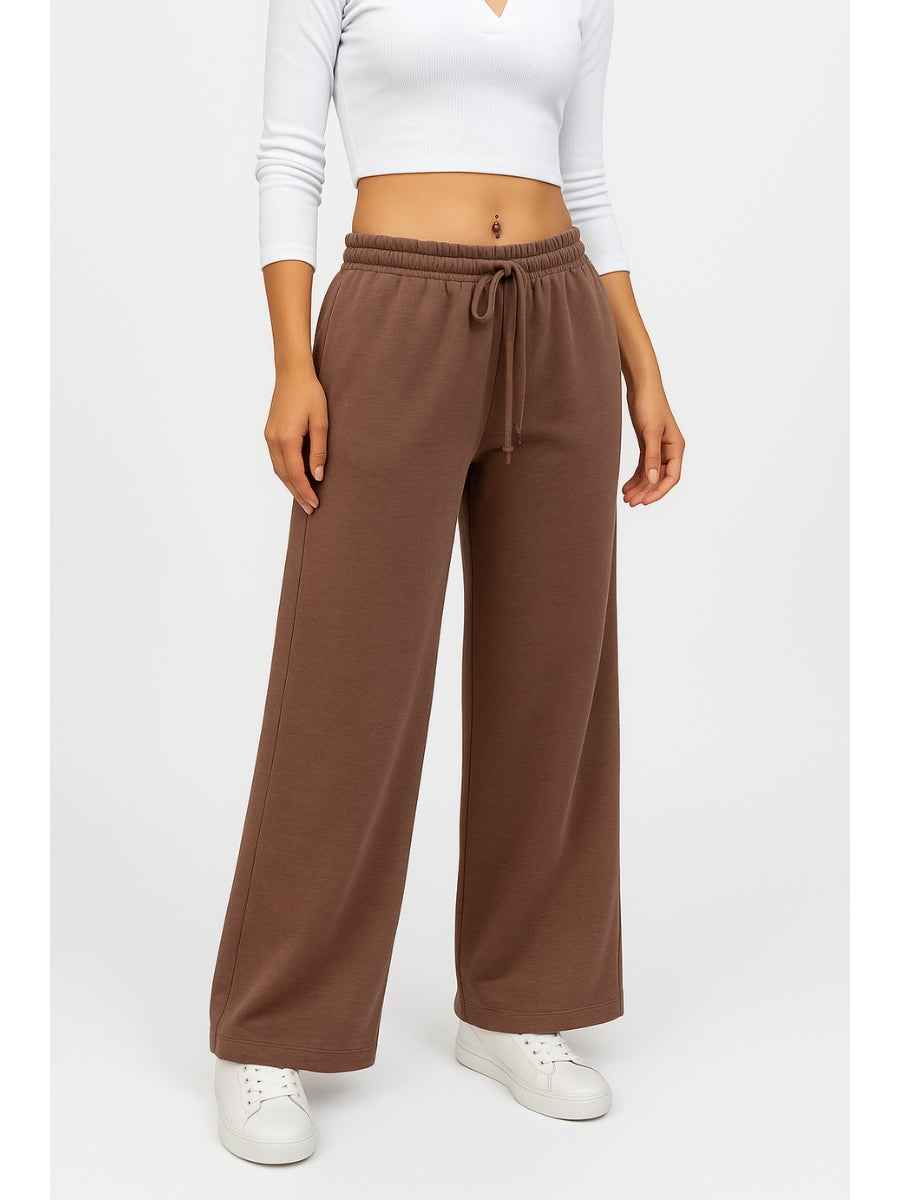 Pantalón Palazzo Mujer Franela Cintura Elástica