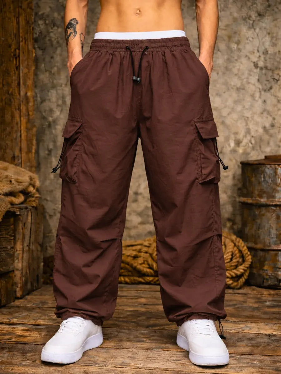 Pantalón Parachute Cargo Hombre Tela Mojada Oversized ENKI ModaStyle