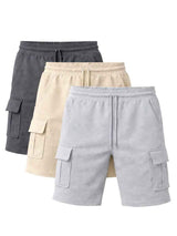 Pack x3 Pantalones Cortos Cargo Hombre Gris Beige Claro 3
