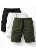 Pack x3 Short Cargo Waffle Hombre Negro Blanco Verde