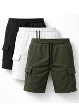 Pack x3 Short Cargo Hombre en Negro, Blanco y Verde: Comodidad y Estilo para Tu Armario 1