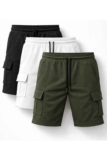 Pack x3 Short Cargo Hombre en Negro, Blanco y Verde: Comodidad y Estilo para Tu Armario