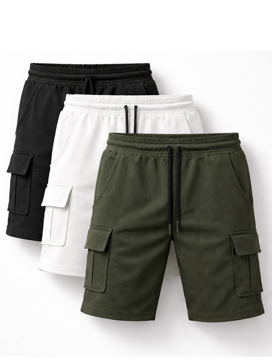 Pack x3 Short Cargo Waffle Hombre Urbano Premium ENKI ModaStyle