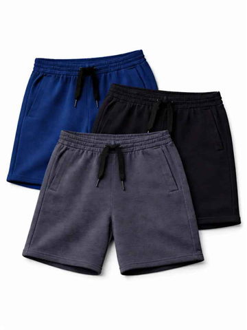 Pack short hombre French Terry x3 Azul Marino, Negro, Gris
