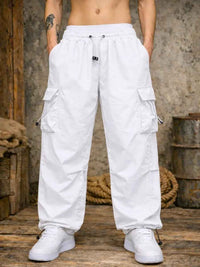 Pantalón Cargo Hombre Oversized Tela Mojada Parachute