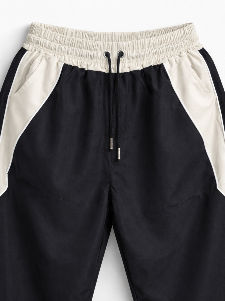 Pantalón Baggy Bicolor Tela Nova — Negro / Crema | ENKI