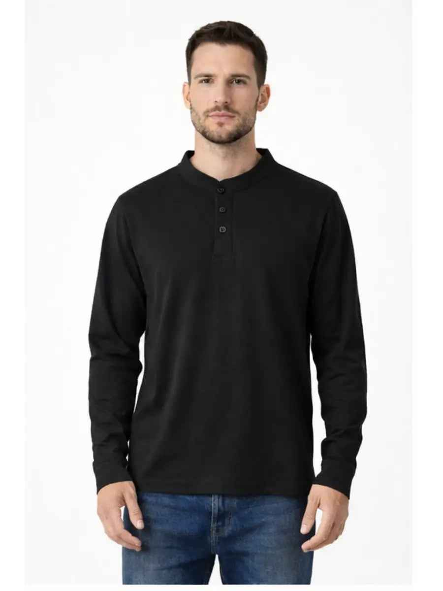 Polo Hombre Cuello Neru Manga Larga Algodón Urbano