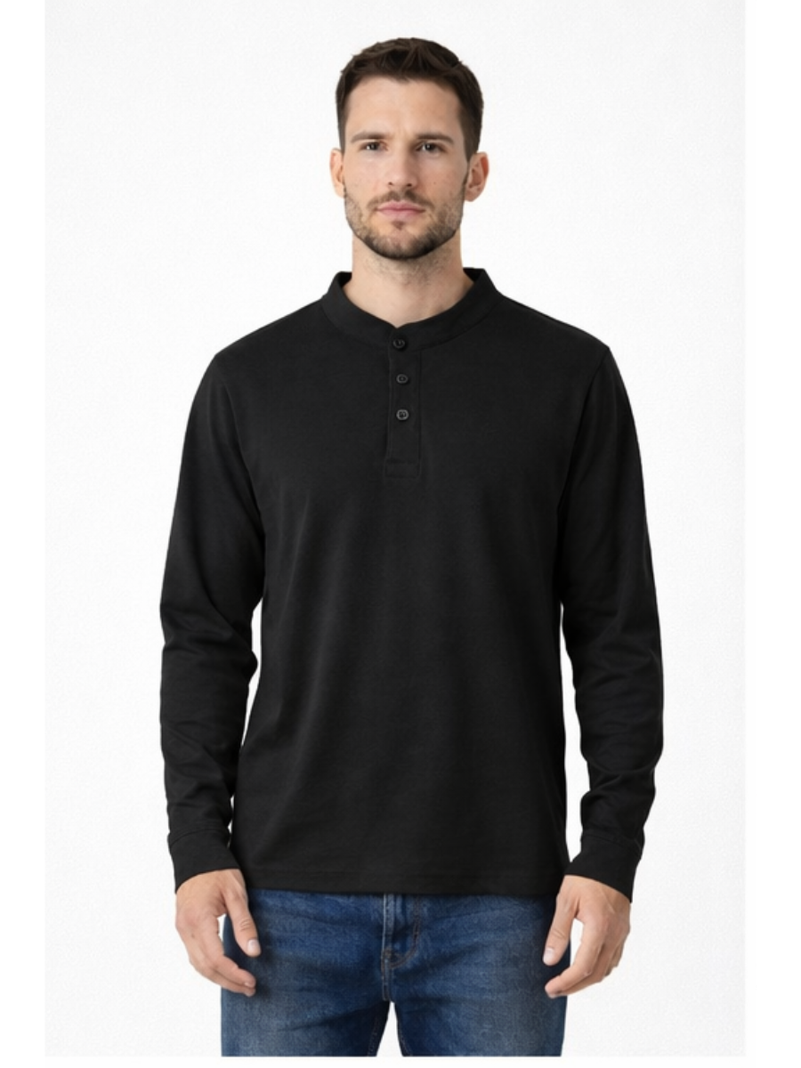 Polo Hombre Cuello Neru Manga Larga Algodón Casual ENKI ModaStyle