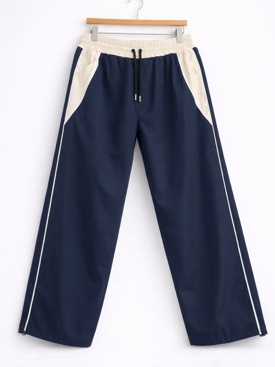 Pantalón Baggy Bicolor Tela Nova — Azul Marino / Crema | ENKI