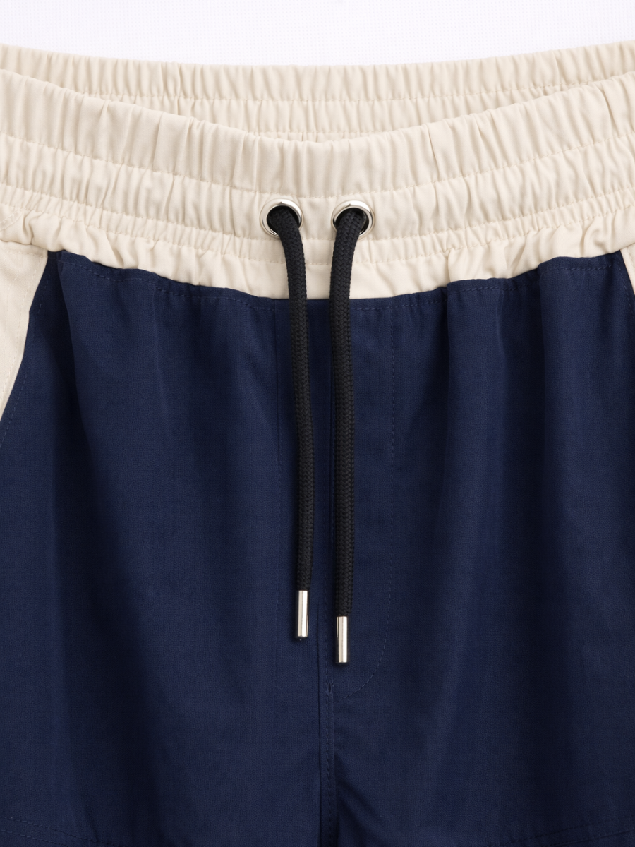 Pantalón Baggy Bicolor Tela Nova — Azul Marino / Crema | ENKI - ENKI ModaStyle