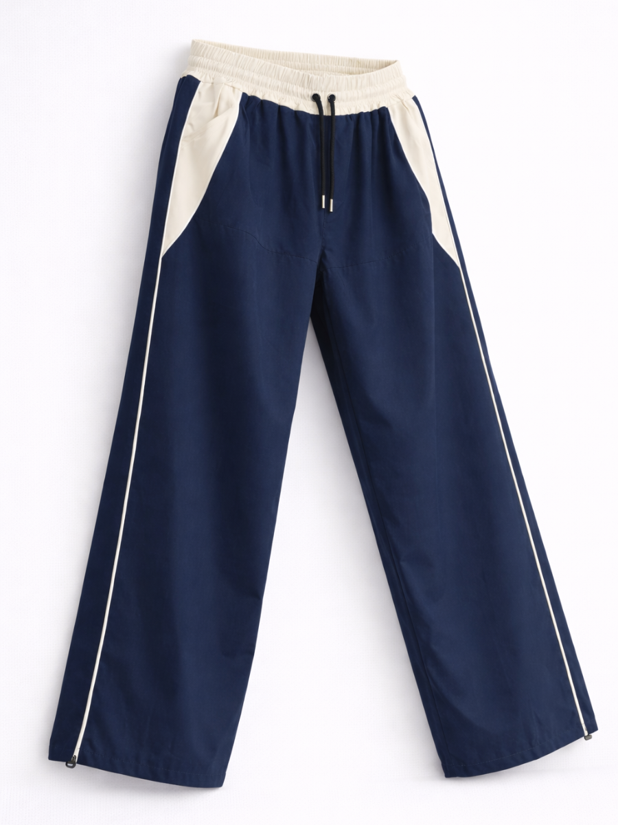 Pantalón Baggy Bicolor Tela Nova — Azul Marino / Crema | ENKI