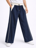 Pantalón Baggy Bicolor Tela Nova — Azul Marino / Crema | ENKI - ENKI ModaStyle