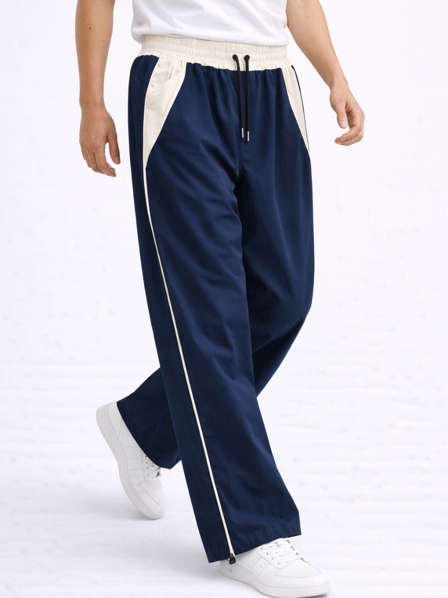 Pantalón Baggy Bicolor Tela Nova — Azul Marino / Crema | ENKI - ENKI ModaStyle