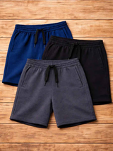 Pack short hombre French Terry x3 Azul Marino, Negro, Gris 3