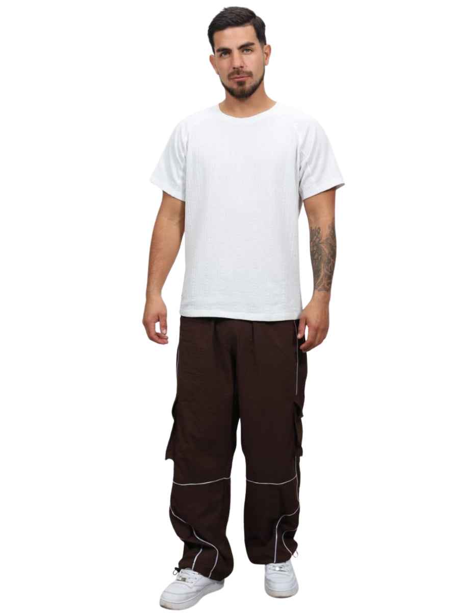 Pantalón Cargo Oversized Hombre Tela Mojada Urbano