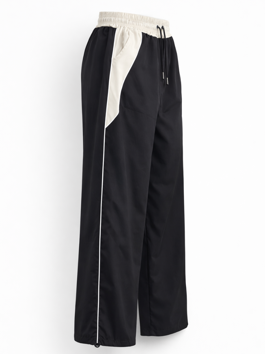 Pantalón Baggy Bicolor Tela Nova — Negro / Crema | ENKI - ENKI ModaStyle