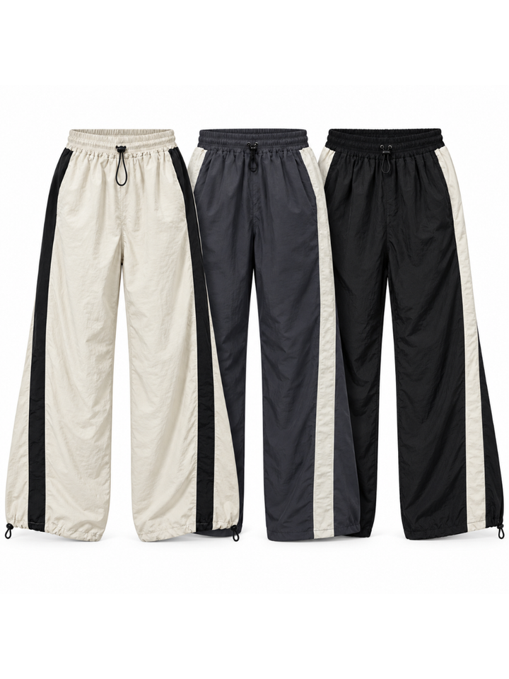 Pack x3 Pantalón Edge Line Baggy Tela Mojada para Hombre | Hueso Gris Negro