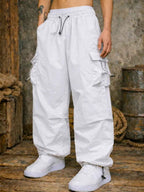 Pantalón Parachute Cargo Hombre Tela Mojada Oversized