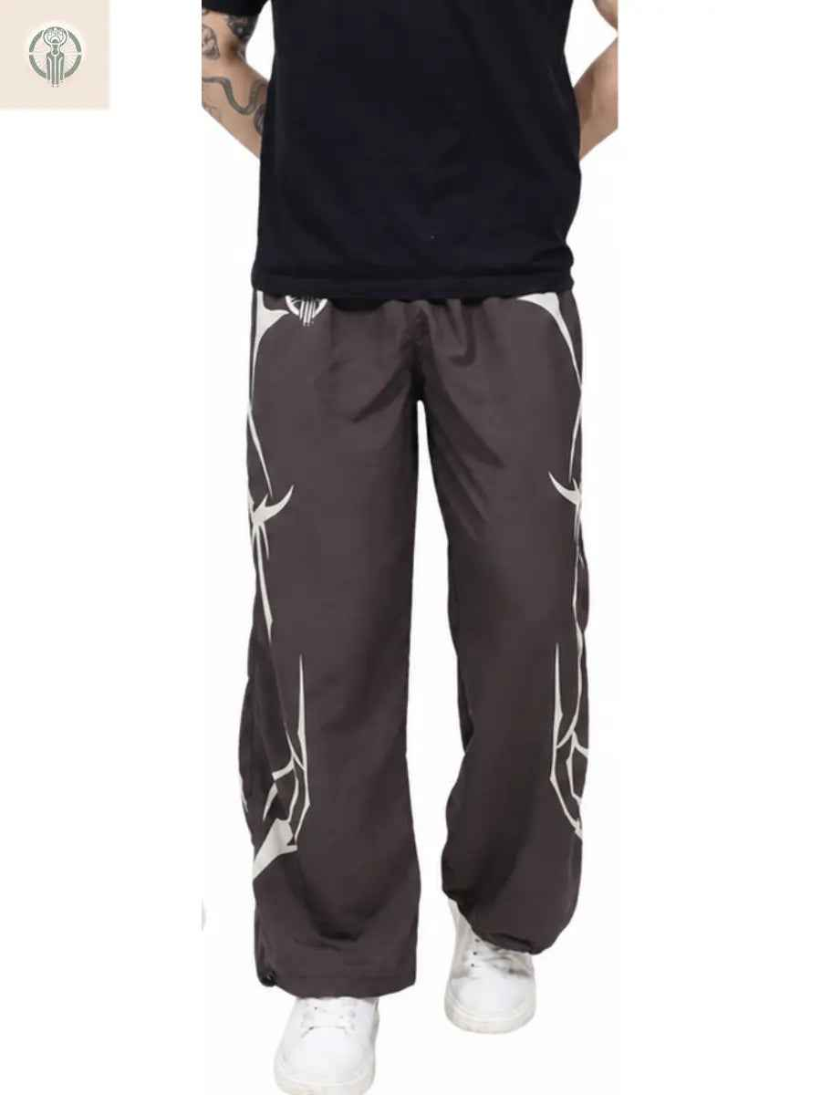Pantalón Parachute Sublimado Negro Tela Mojada Liquidación
