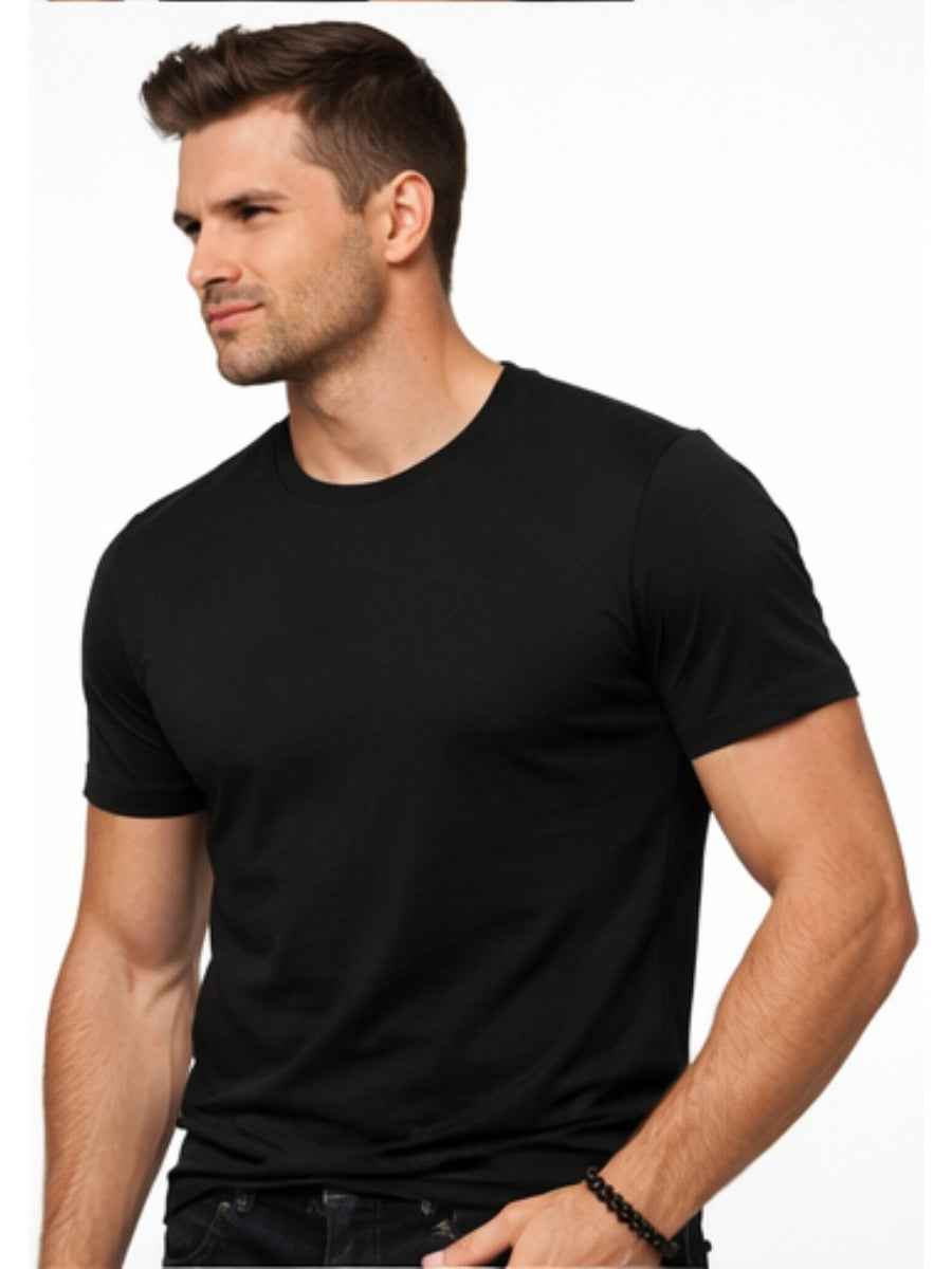Polo Negro Slim Fit para Hombre | Básico Entallado Cuello Redondo