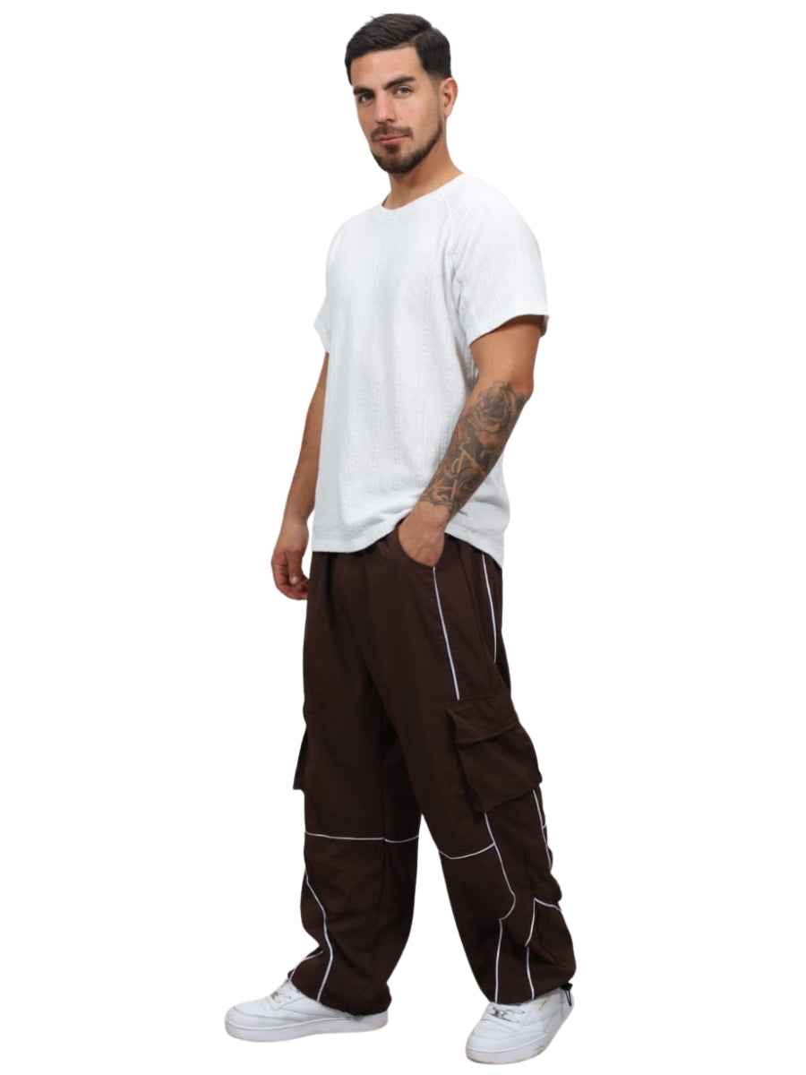 Pantalón Cargo Oversized Hombre Tela Mojada Urbano