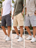 Pack x3 Short Cargo Waffle Hombre Gris Beige Claro
