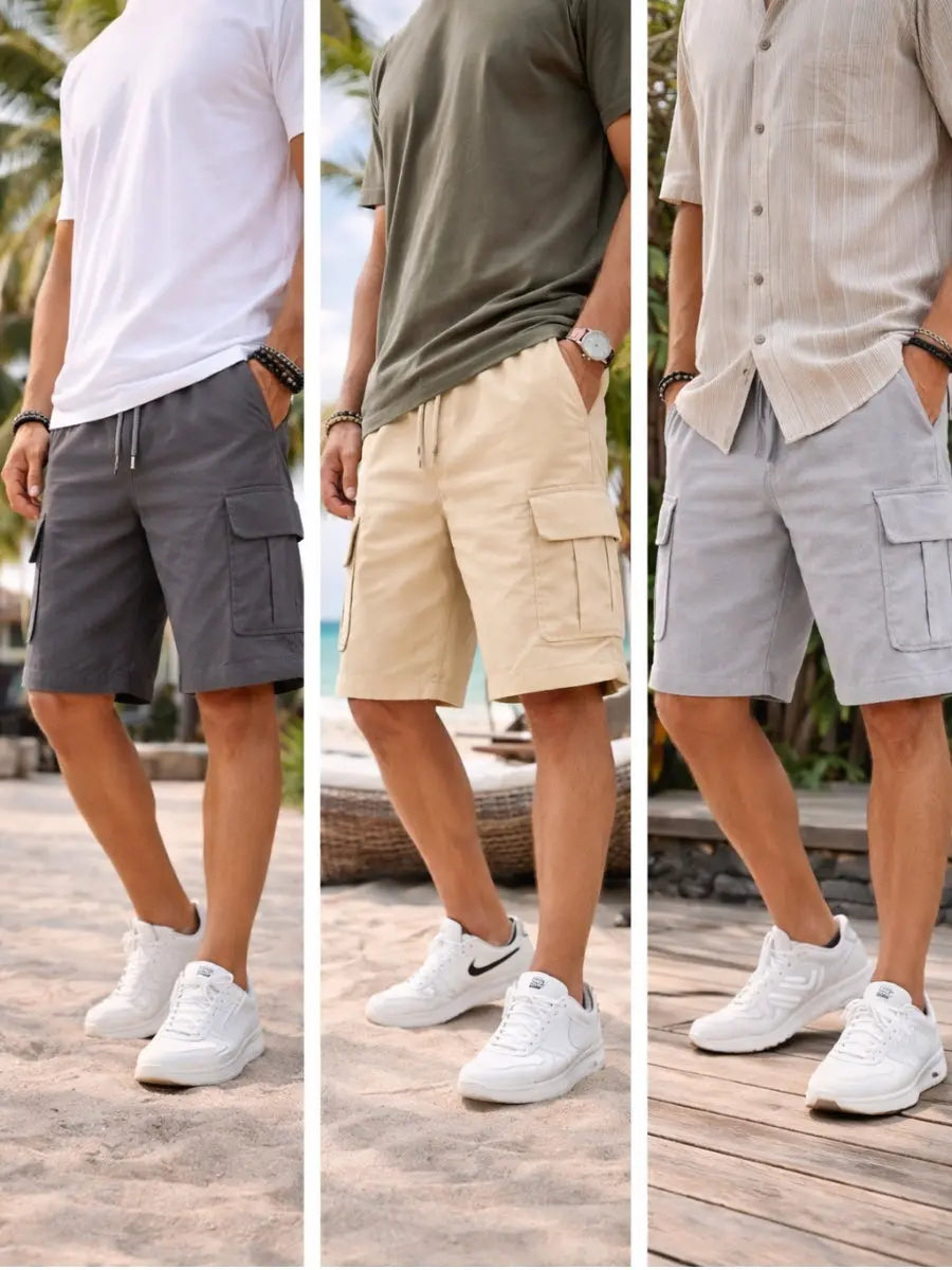 Pack x3 Short Cargo Waffle Hombre Urbano Premium ENKI ModaStyle