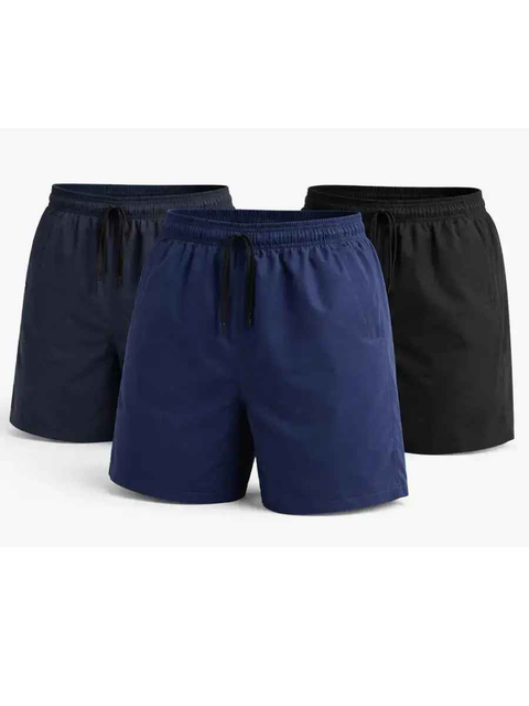 Pack x3 Shorts Deportivos Hombre Negro Azul Marino Plomo | Gym y Casual