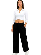 Pantalón Palazzo Mujer Franela Cintura Elástica