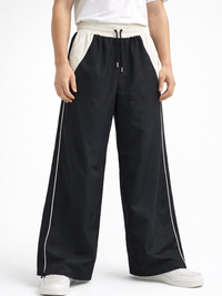 Pantalón Baggy Bicolor ENKI - Negro / Crema | Tela Nova